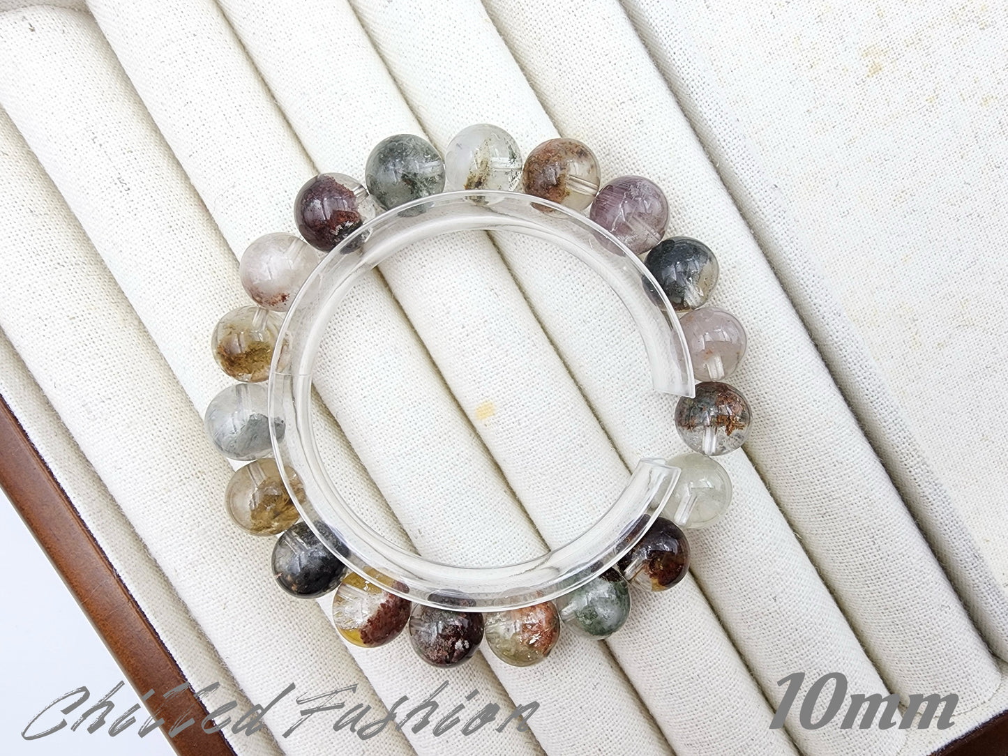 [Bracelet] Colorful Phantom Quartz Bracelet with Half Bowl Inclusions