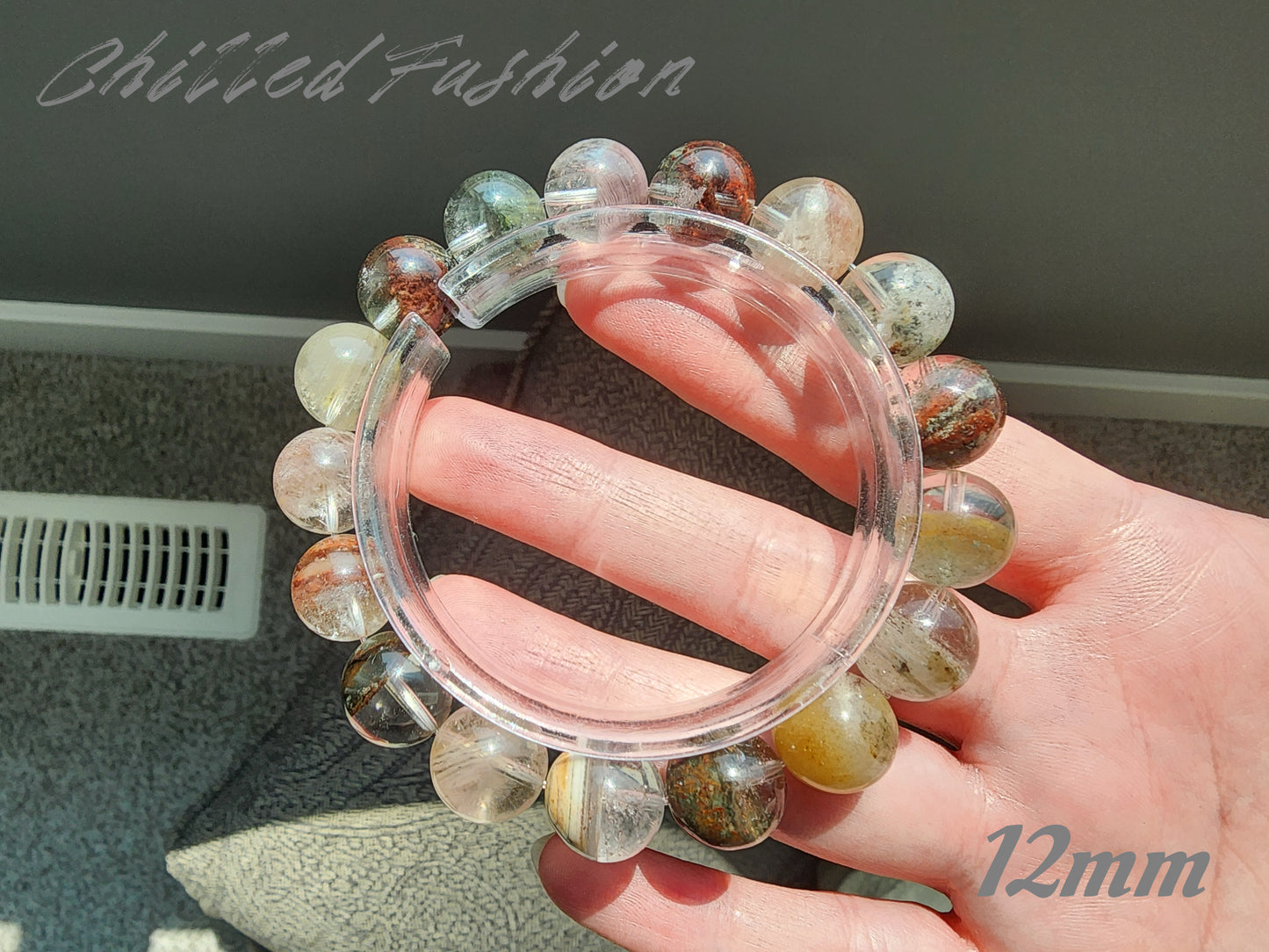 [Bracelet] Colorful Phantom Quartz Bracelet with Half Bowl Inclusions