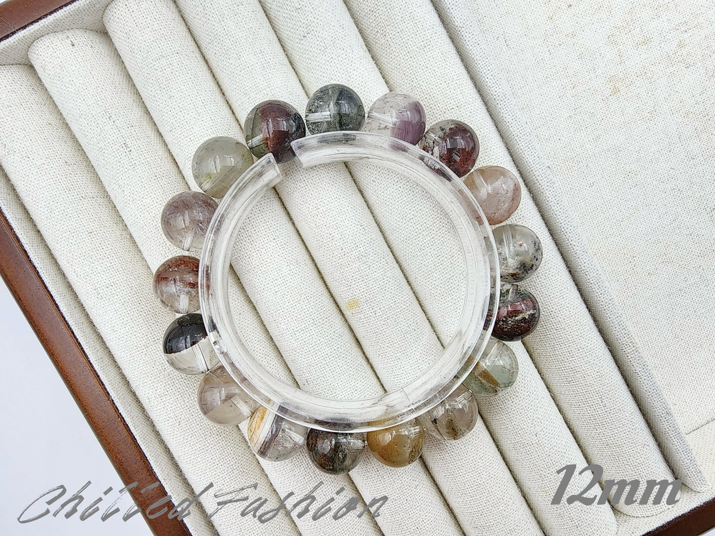 [Bracelet] Colorful Phantom Quartz Bracelet with Half Bowl Inclusions