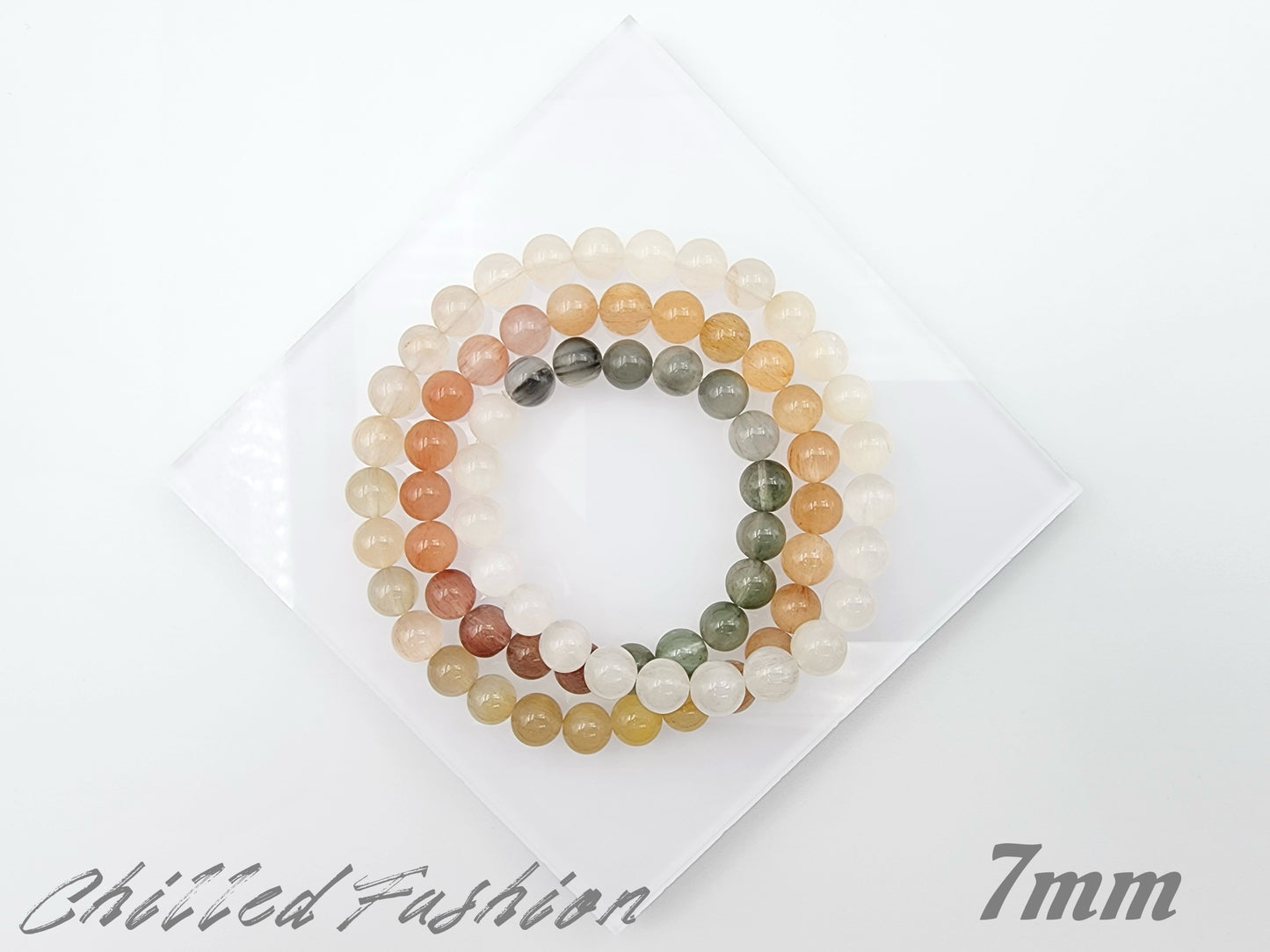 [Bracelet] Tri-Layer Gradient Rabbit Hair Quartz Bracelet