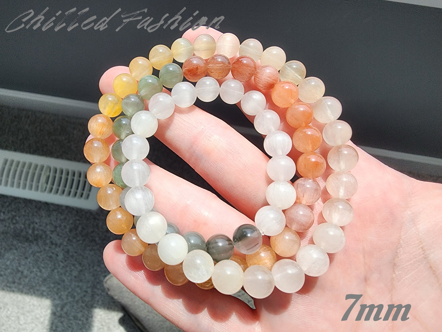 [Bracelet] Tri-Layer Gradient Rabbit Hair Quartz Bracelet