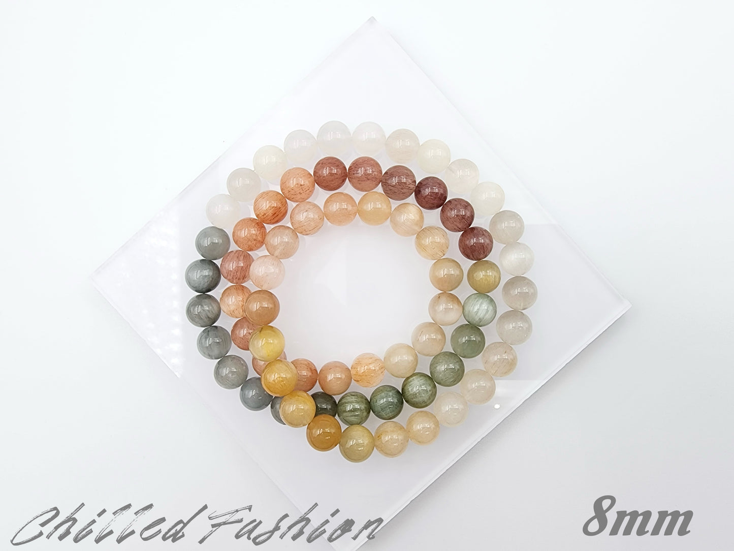 [Bracelet] Tri-Layer Gradient Rabbit Hair Quartz Bracelet