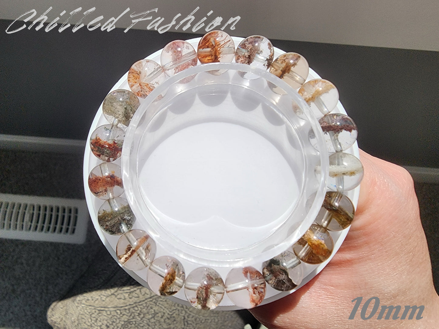 [Bracelet] Colorful Phantom Quartz Bracelet with Central Phantom Line