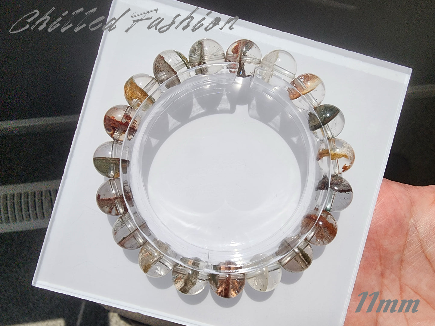 [Bracelet] Colorful Phantom Quartz Bracelet with Central Phantom Line