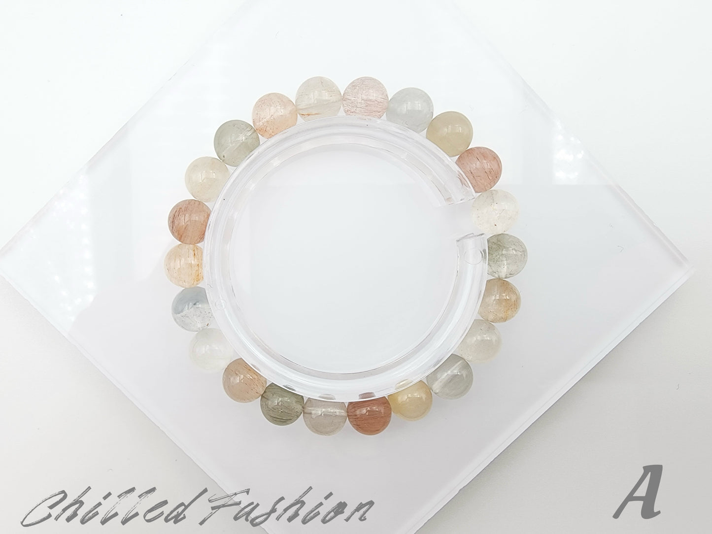 [Bracelet] 8mm Colorful Rabbit Hair Quartz Bracelet