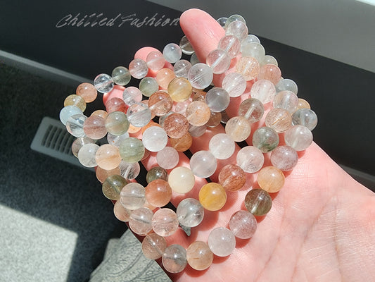 [Bracelet] 8mm Colorful Rabbit Hair Quartz Bracelet