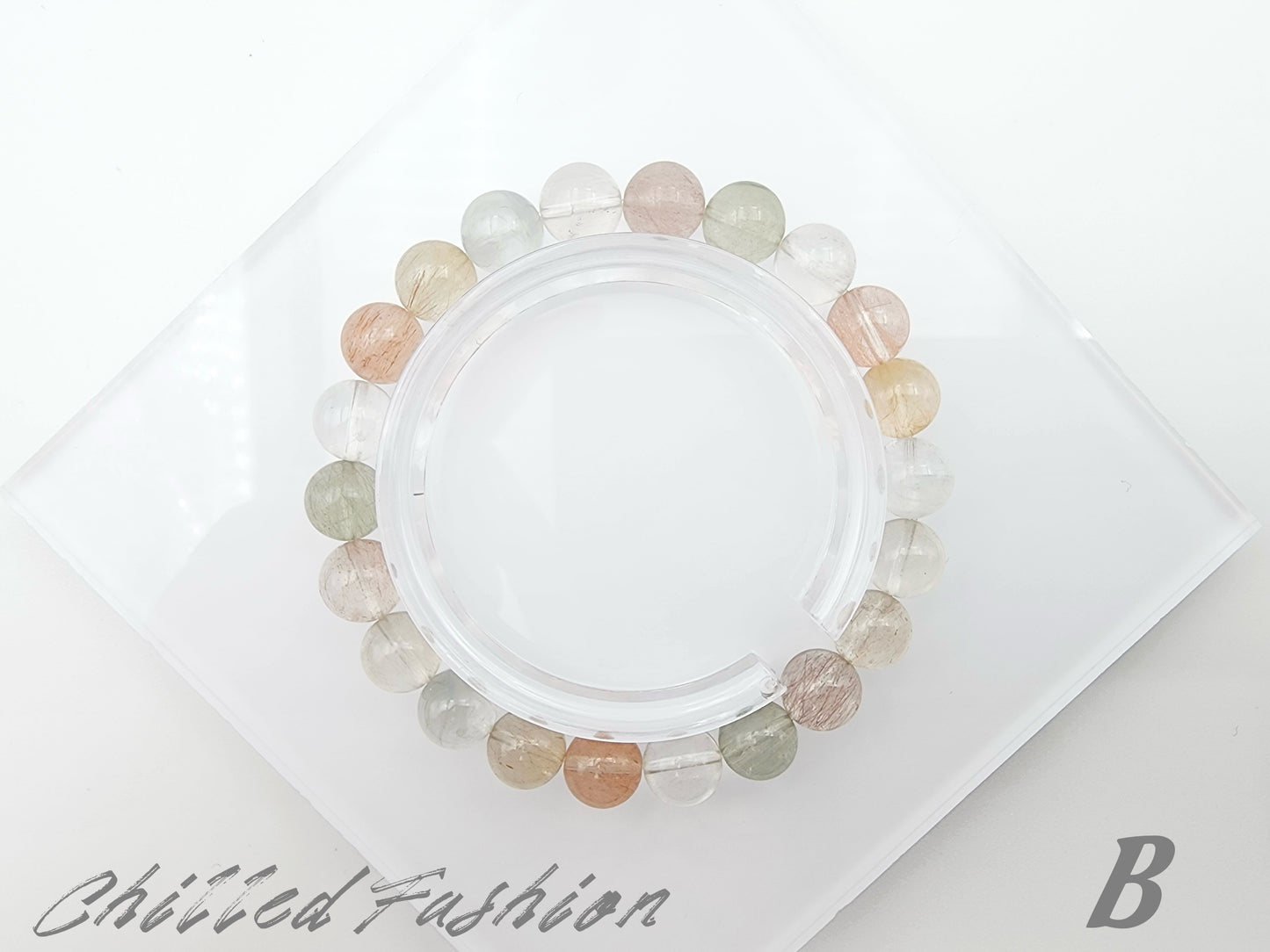 [Bracelet] 8mm Colorful Rabbit Hair Quartz Bracelet
