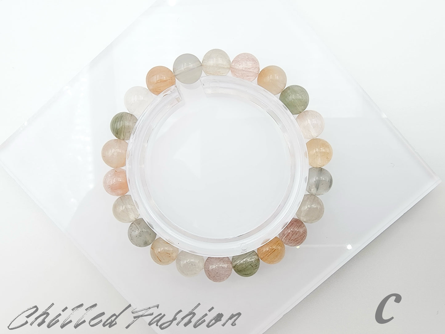 [Bracelet] 8mm Colorful Rabbit Hair Quartz Bracelet