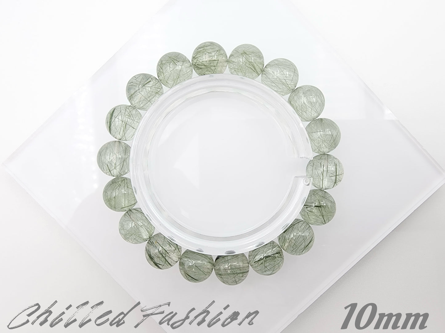 [Bracelet] Natural Green Rutilated Quartz Bracelet