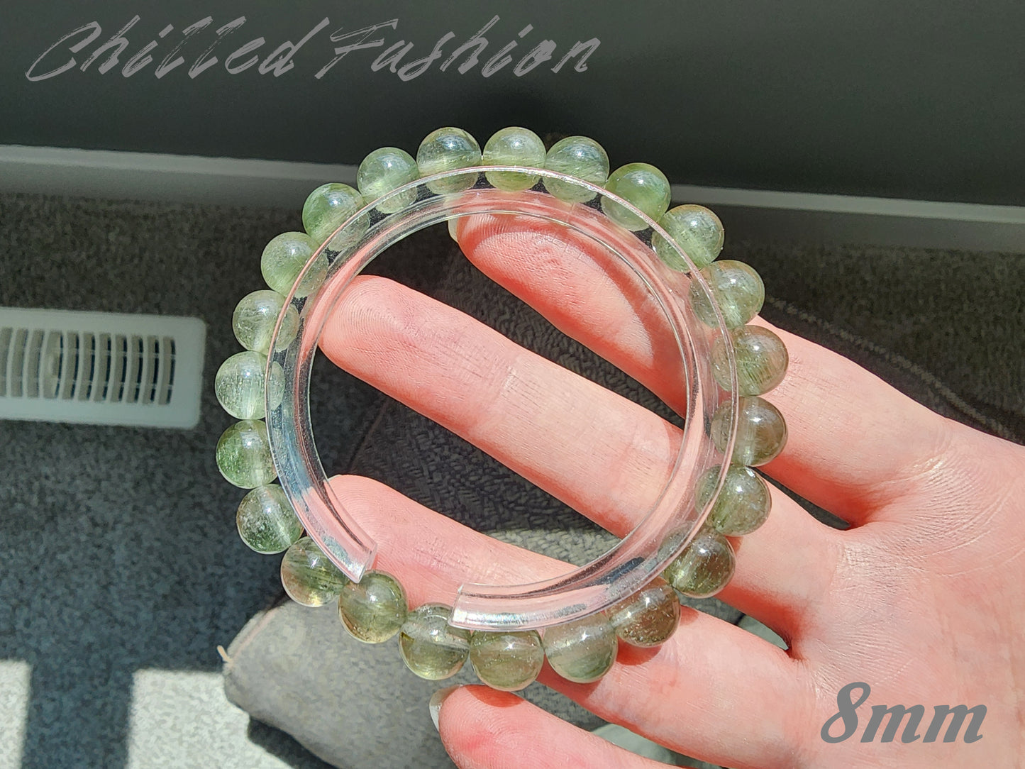 [Bracelet] Natural Green Rabbit Hair Quartz Bracelet