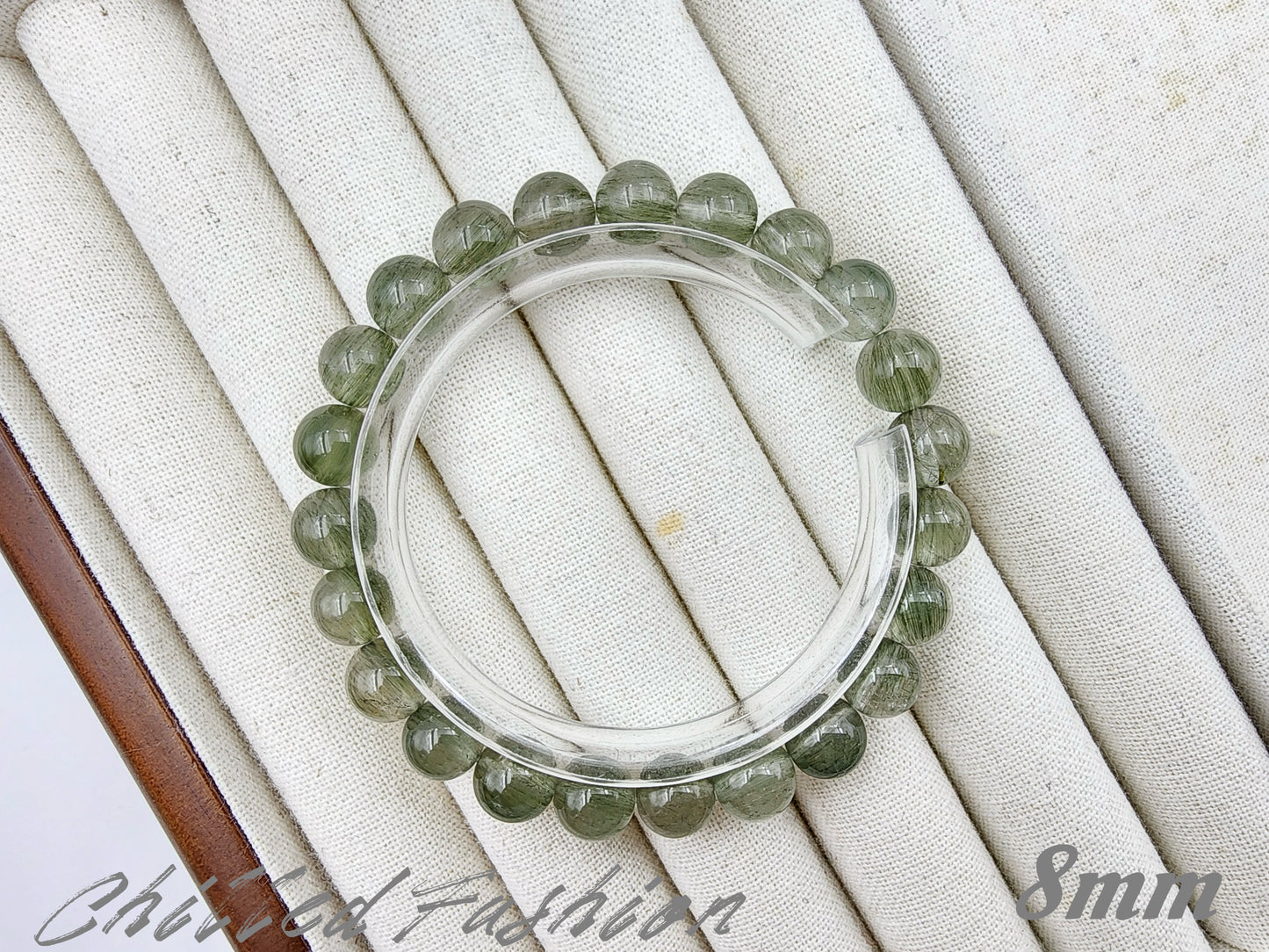 [Bracelet] Natural Green Rabbit Hair Quartz Bracelet