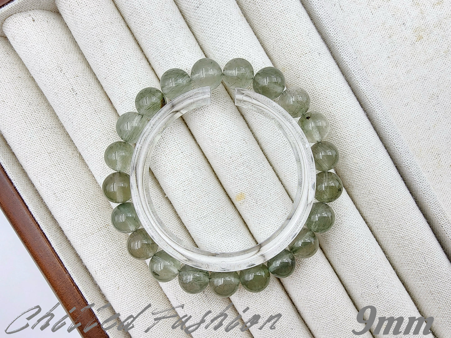 [Bracelet] Natural Green Rabbit Hair Quartz Bracelet
