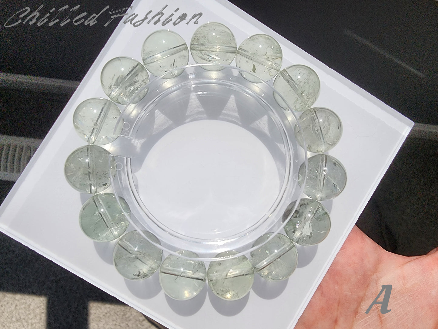 [Bracelet] Elegant 14mm Green Quartz Bracelet - Spiritual Power and Earth Connection