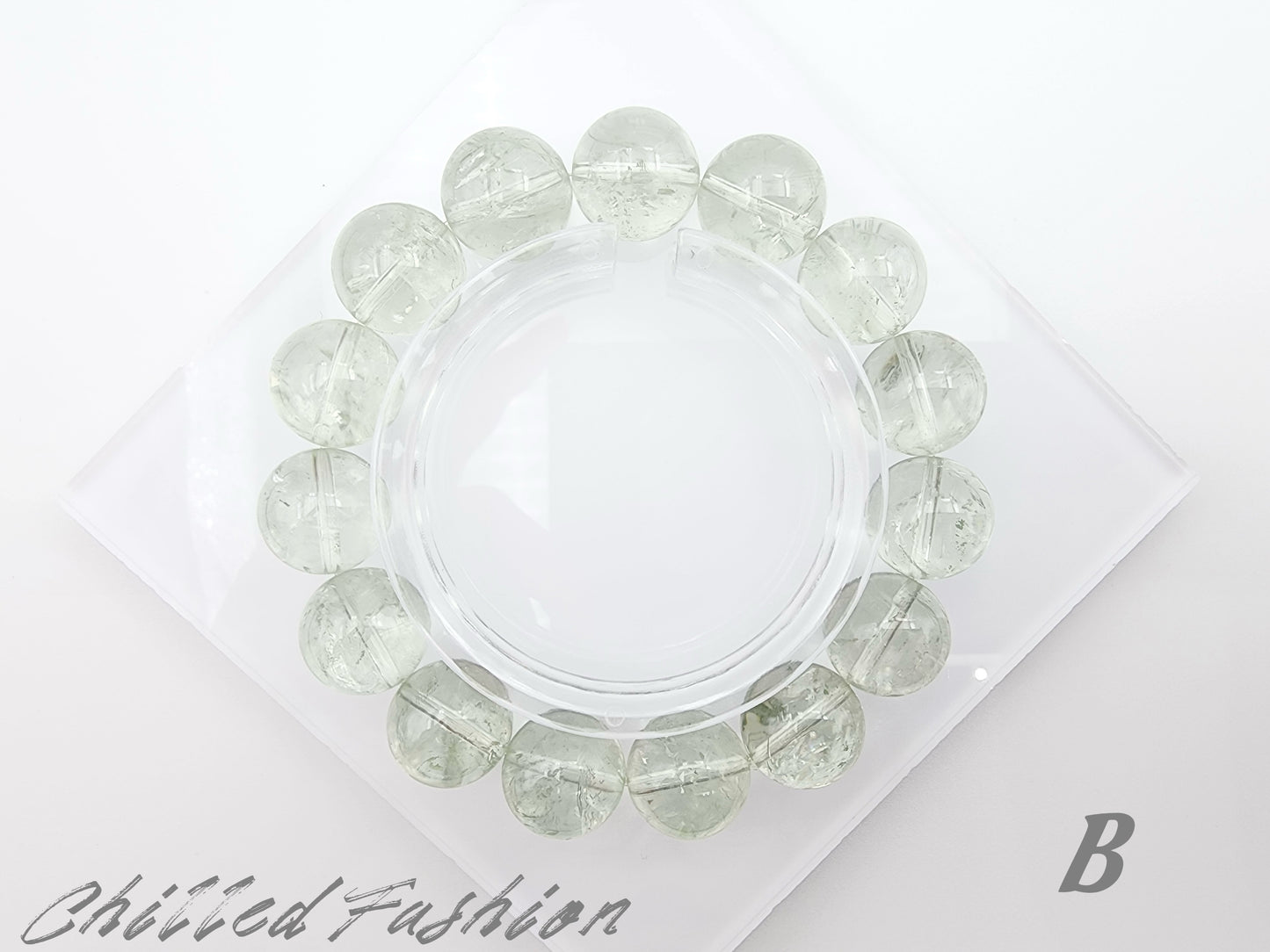 [Bracelet] Elegant 14mm Green Quartz Bracelet - Spiritual Power and Earth Connection