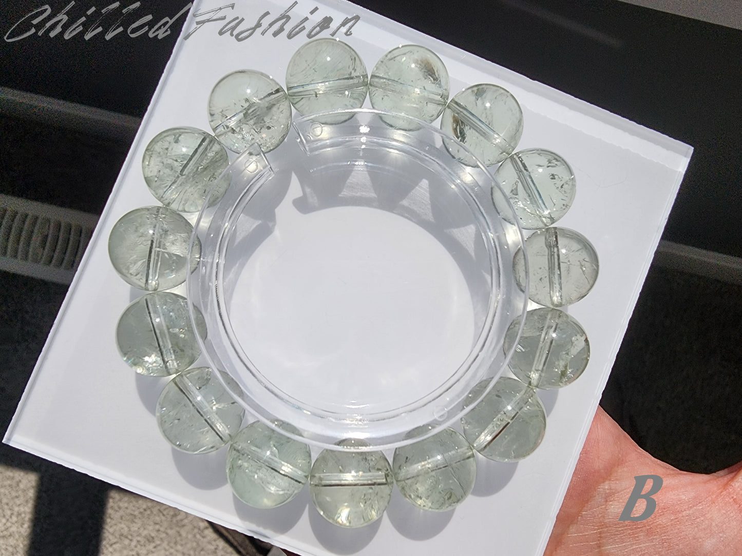 [Bracelet] Elegant 14mm Green Quartz Bracelet - Spiritual Power and Earth Connection