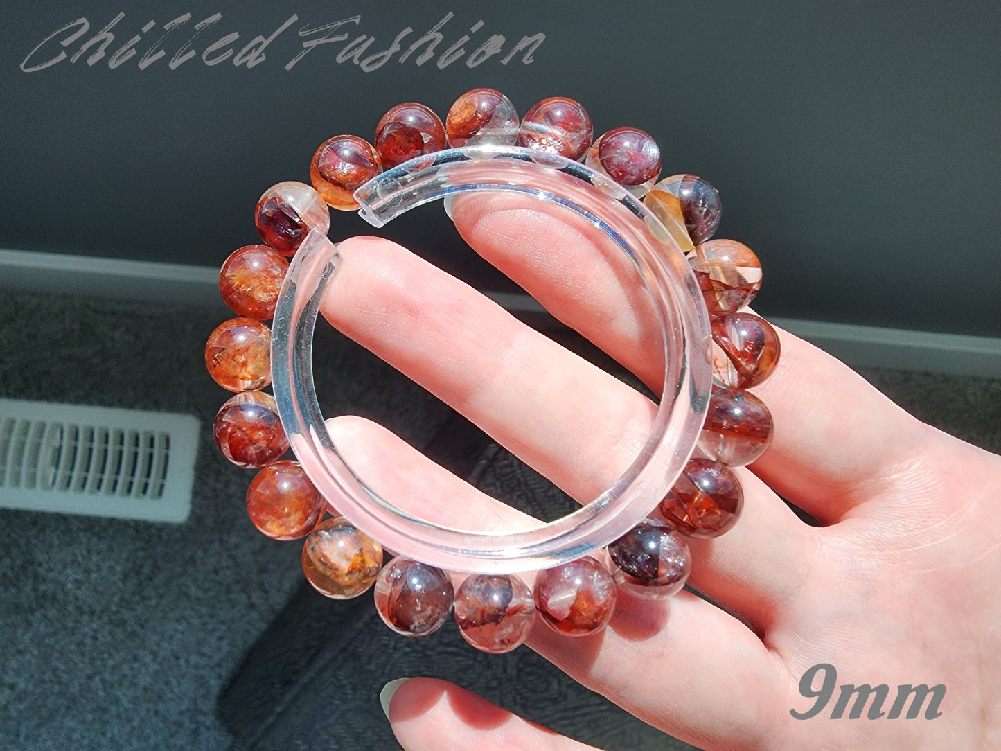 [Bracelet] Oxblood Red Hematoid Quartz 牛血红胶花 Beaded Bracelet