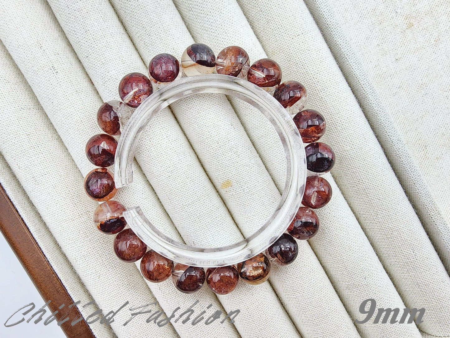 [Bracelet] Oxblood Red Hematoid Quartz 牛血红胶花 Beaded Bracelet