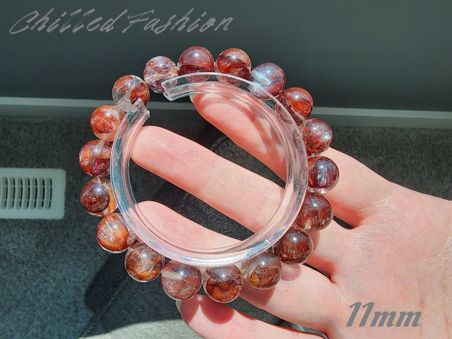 [Bracelet] Oxblood Red Hematoid Quartz 牛血红胶花 Beaded Bracelet