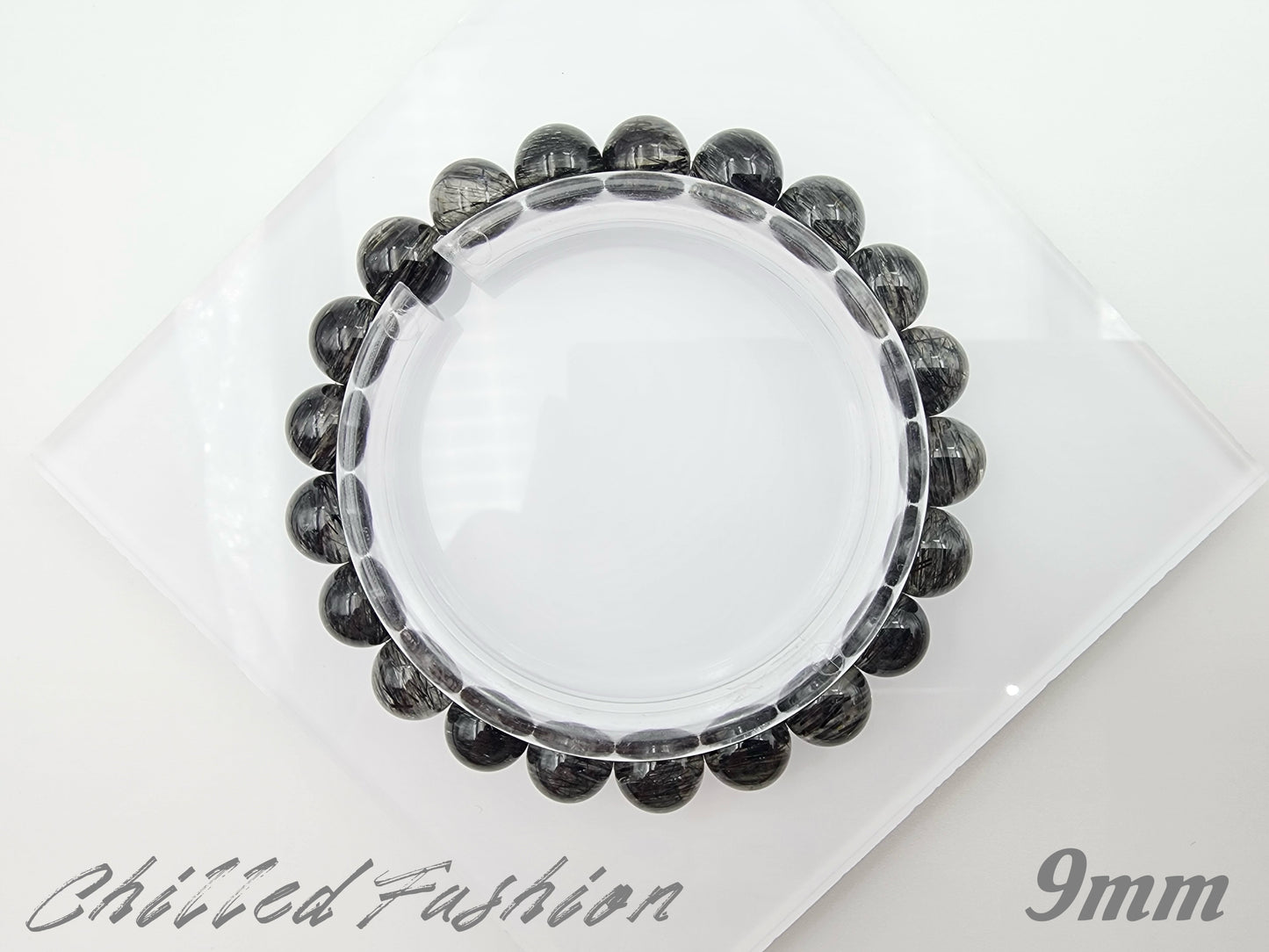 [Bracelet] Black Rutilated Quartz Crystal Bracelet - Protection, Grounding, Luck