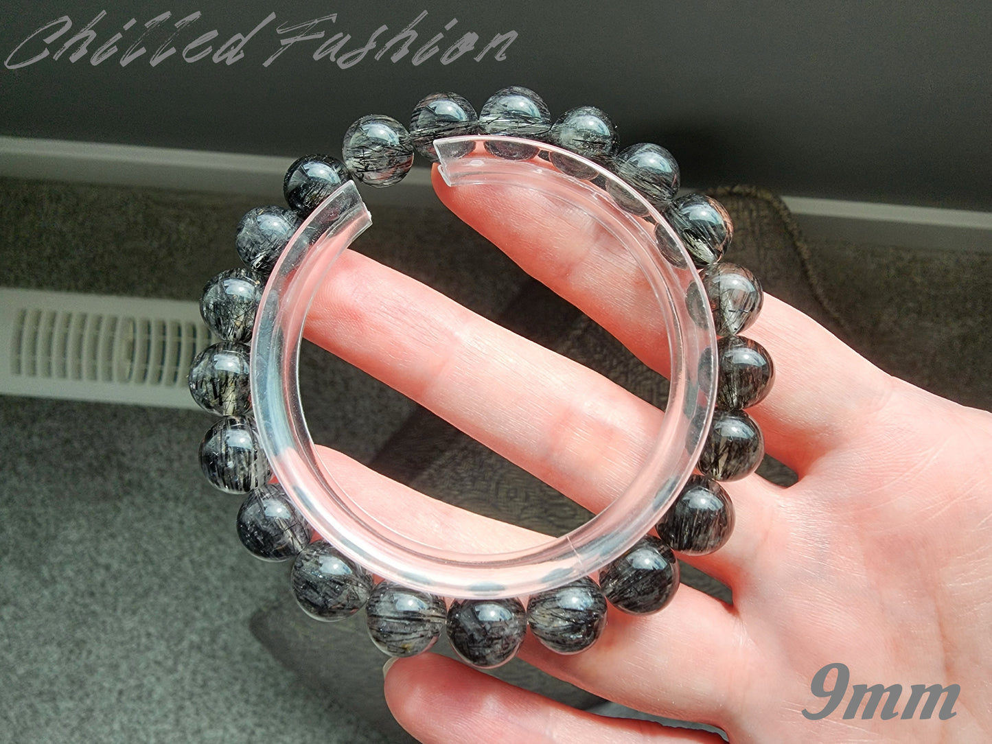 [Bracelet] Black Rutilated Quartz Crystal Bracelet - Protection, Grounding, Luck