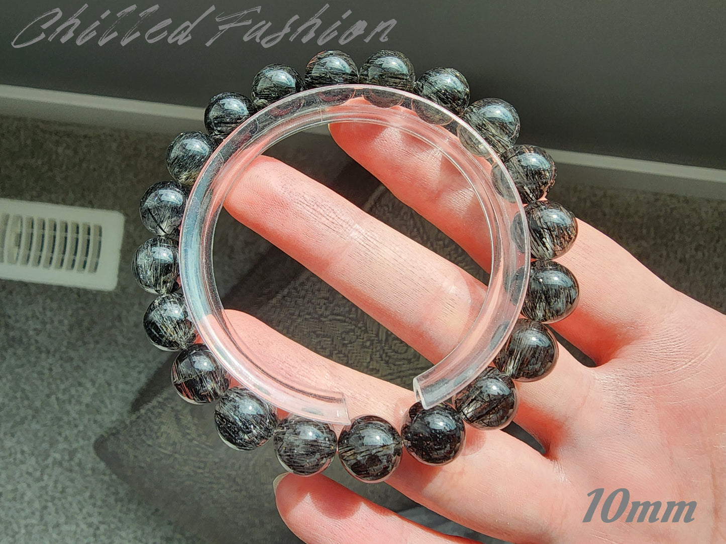 [Bracelet] Black Rutilated Quartz Crystal Bracelet - Protection, Grounding, Luck