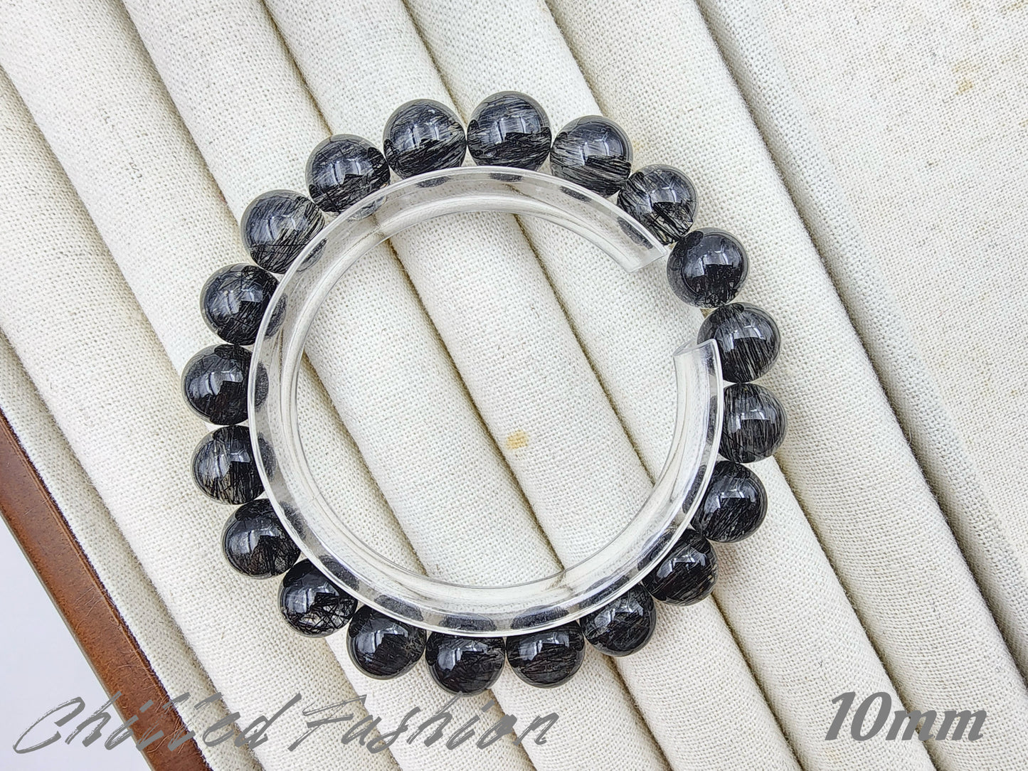 [Bracelet] Black Rutilated Quartz Crystal Bracelet - Protection, Grounding, Luck
