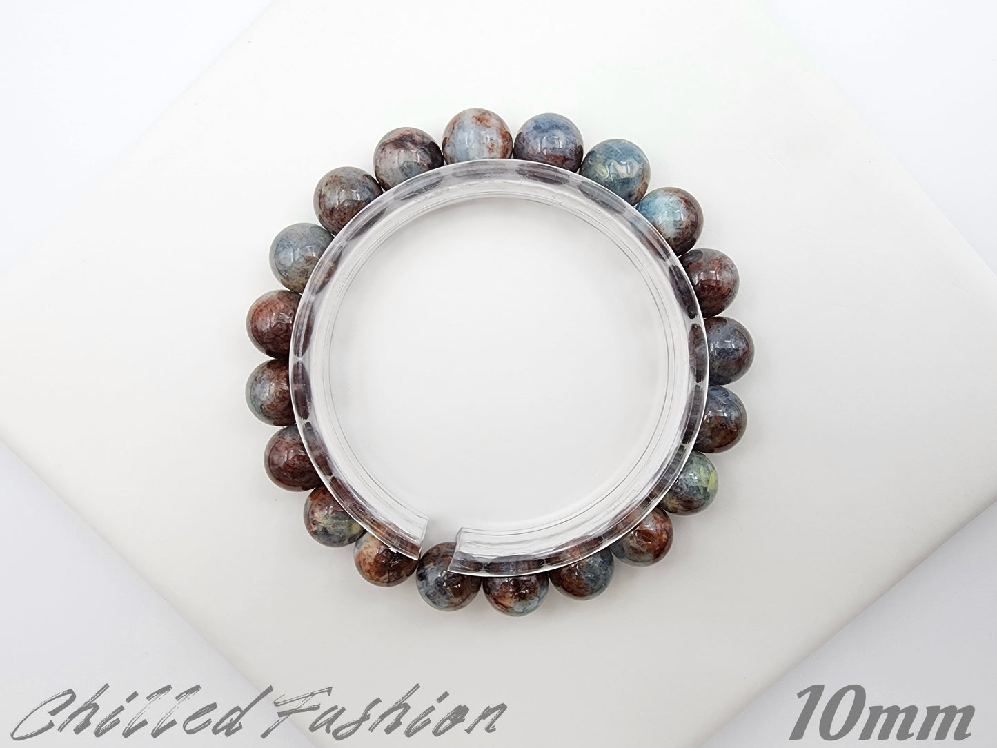 [Bracelet] Natural Island Aquamarine Bracelet with Unique Red Inclusions