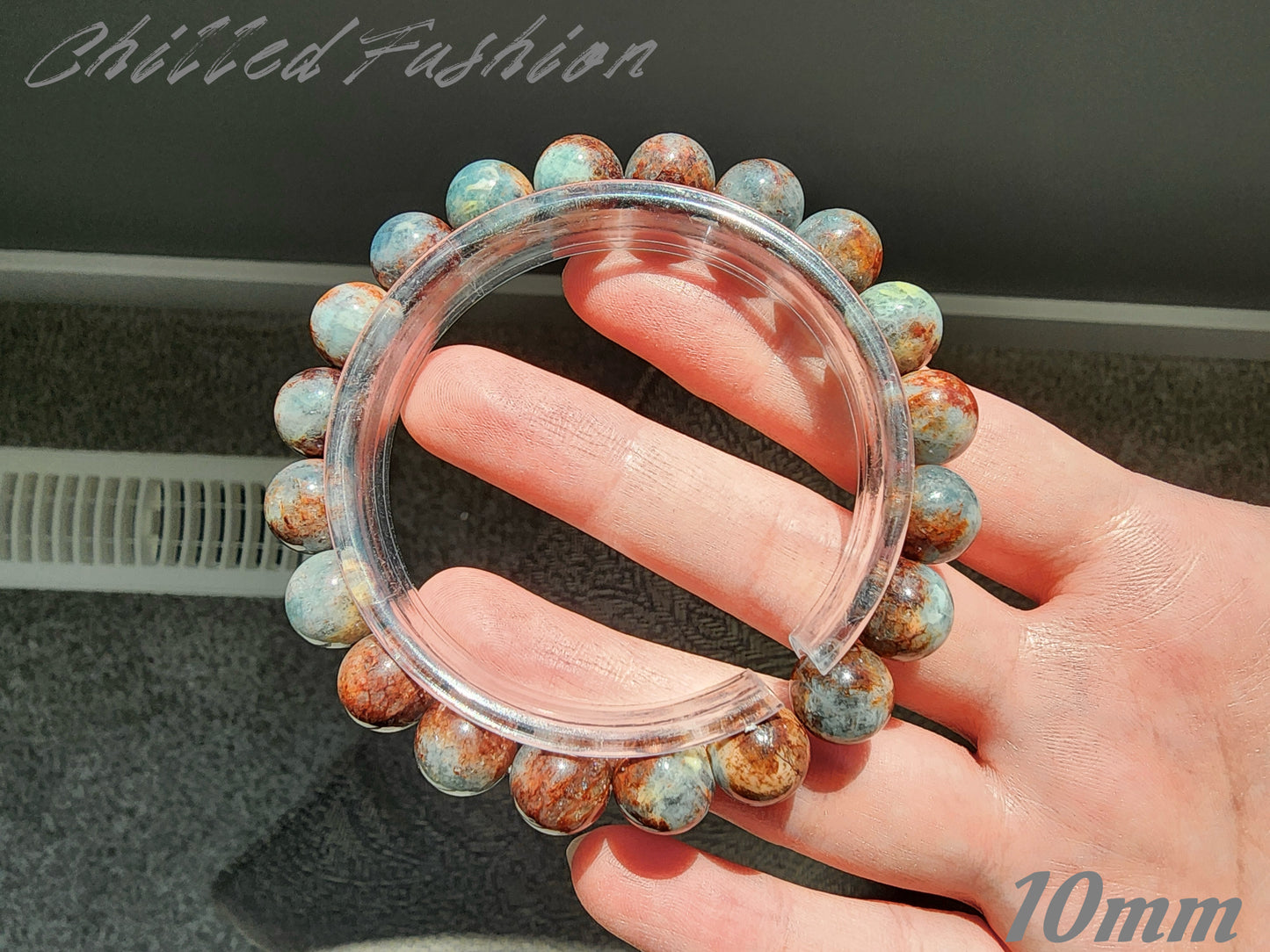 [Bracelet] Natural Island Aquamarine Bracelet with Unique Red Inclusions