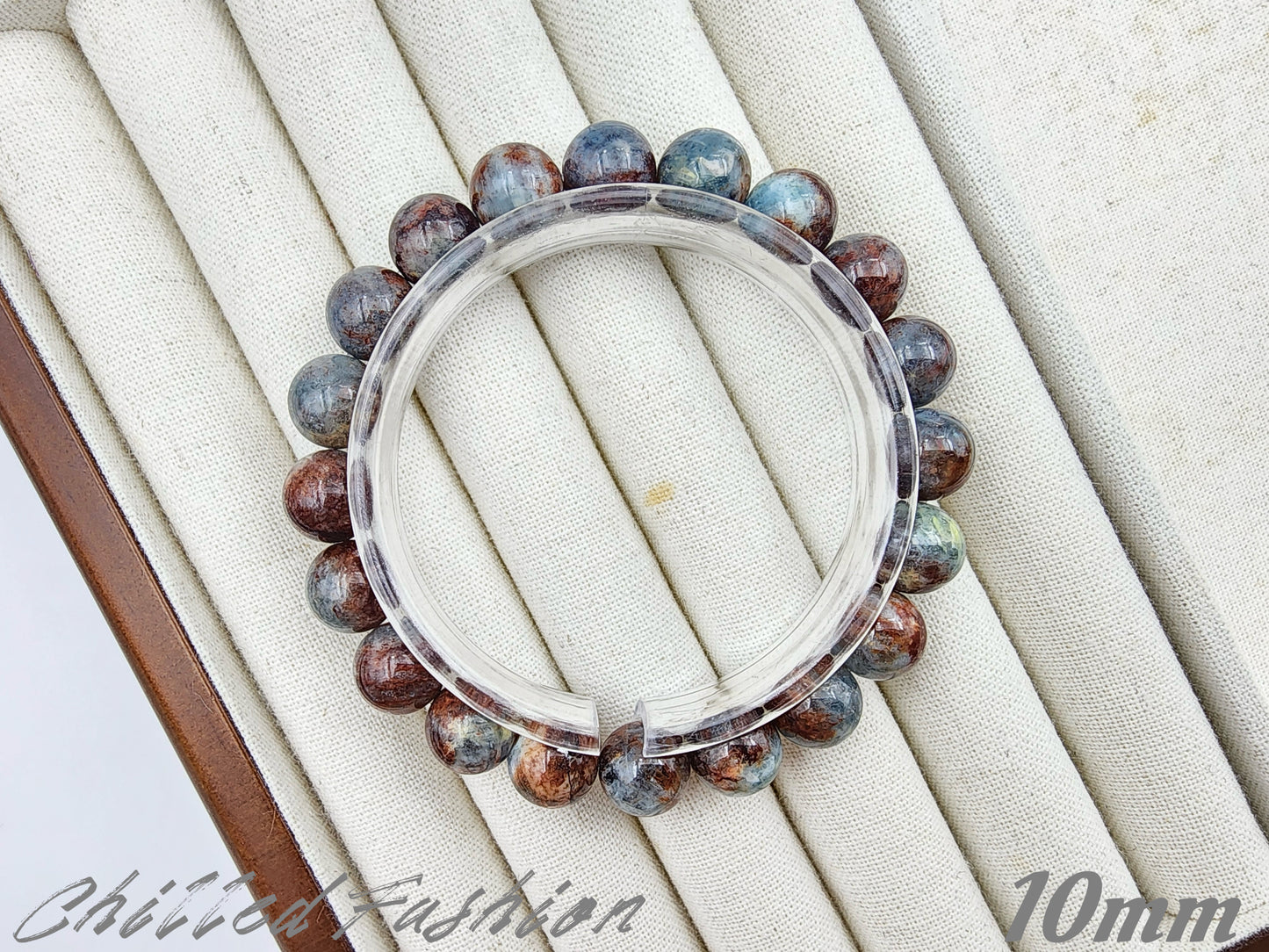 [Bracelet] Natural Island Aquamarine Bracelet with Unique Red Inclusions