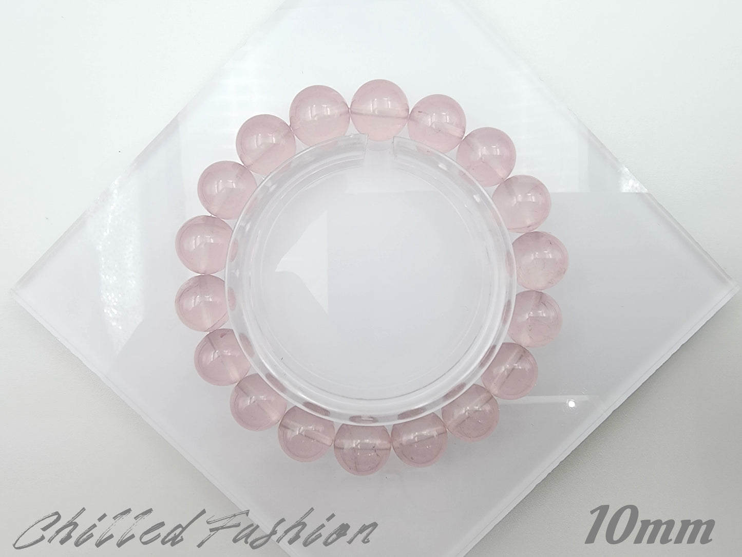 [Bracelet] Rose Quartz Round Bead Bracelet - Genuine Crystal for Love & Peace