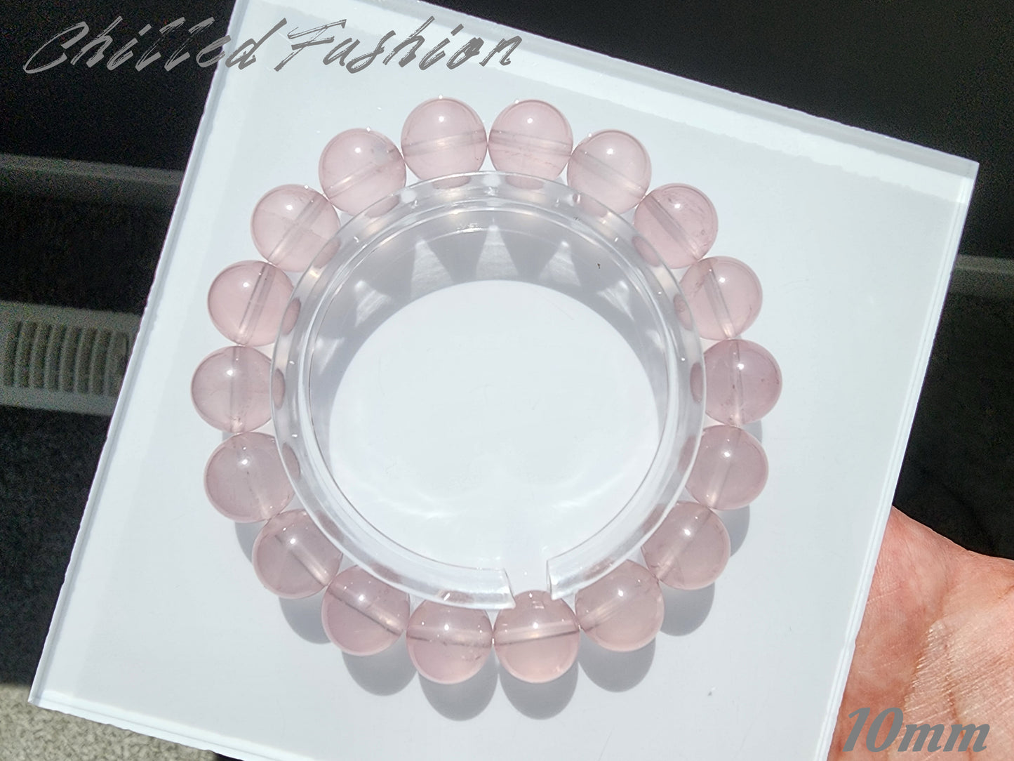 [Bracelet] Rose Quartz Round Bead Bracelet - Genuine Crystal for Love & Peace