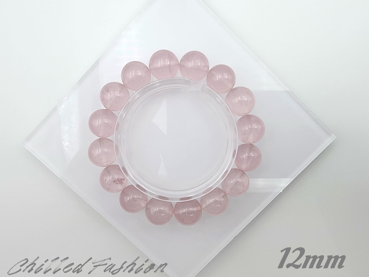 [Bracelet] Rose Quartz Round Bead Bracelet - Genuine Crystal for Love & Peace