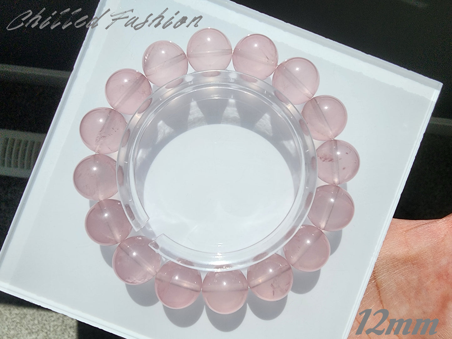 [Bracelet] Rose Quartz Round Bead Bracelet - Genuine Crystal for Love & Peace