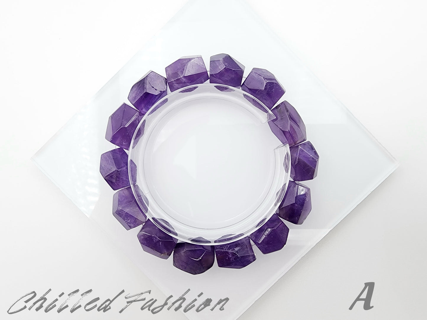 [Bracelet] Natural Amethyst Nugget Bead Bracelet with Multi-Faceted Cuts