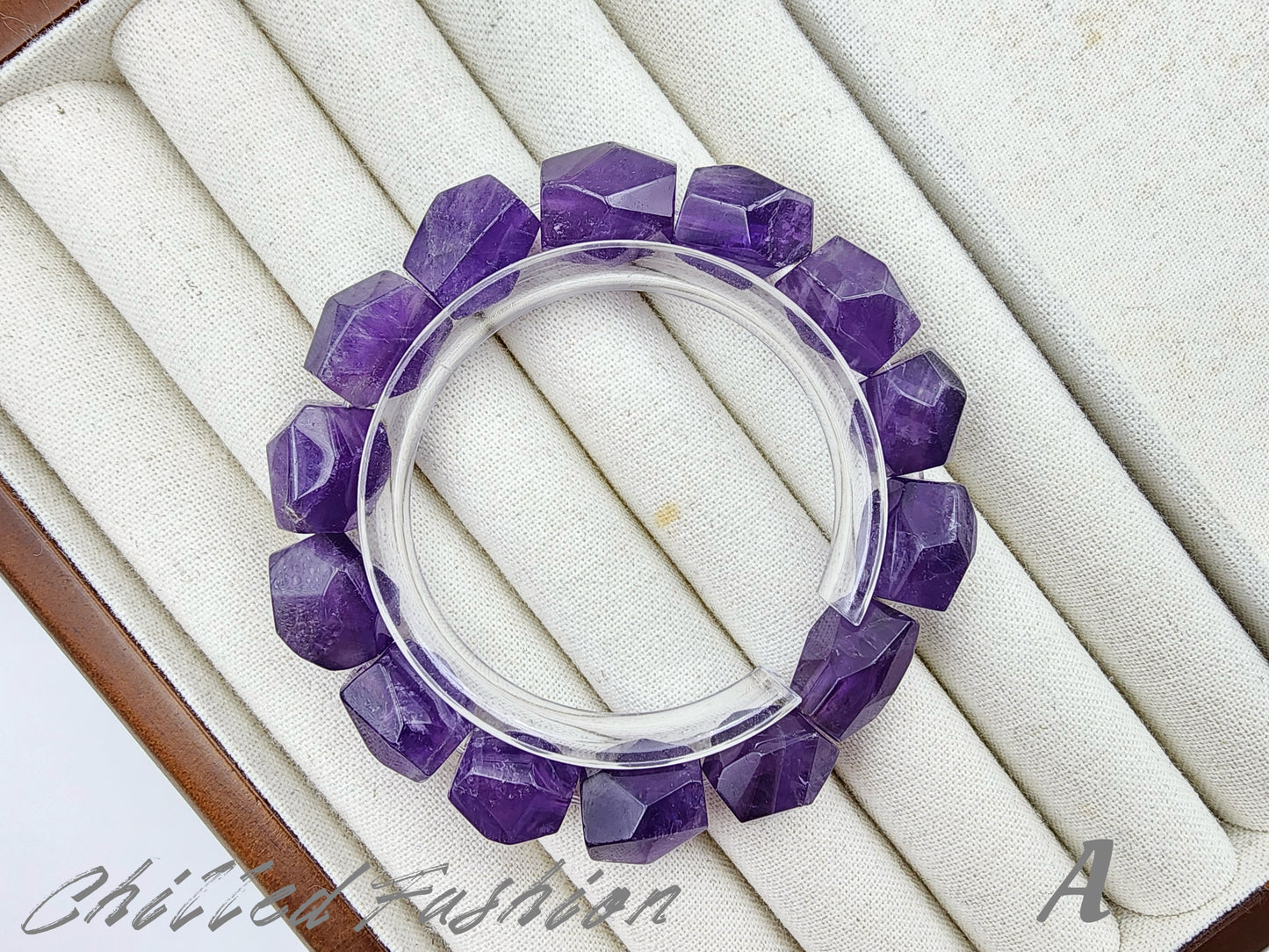[Bracelet] Natural Amethyst Nugget Bead Bracelet with Multi-Faceted Cuts