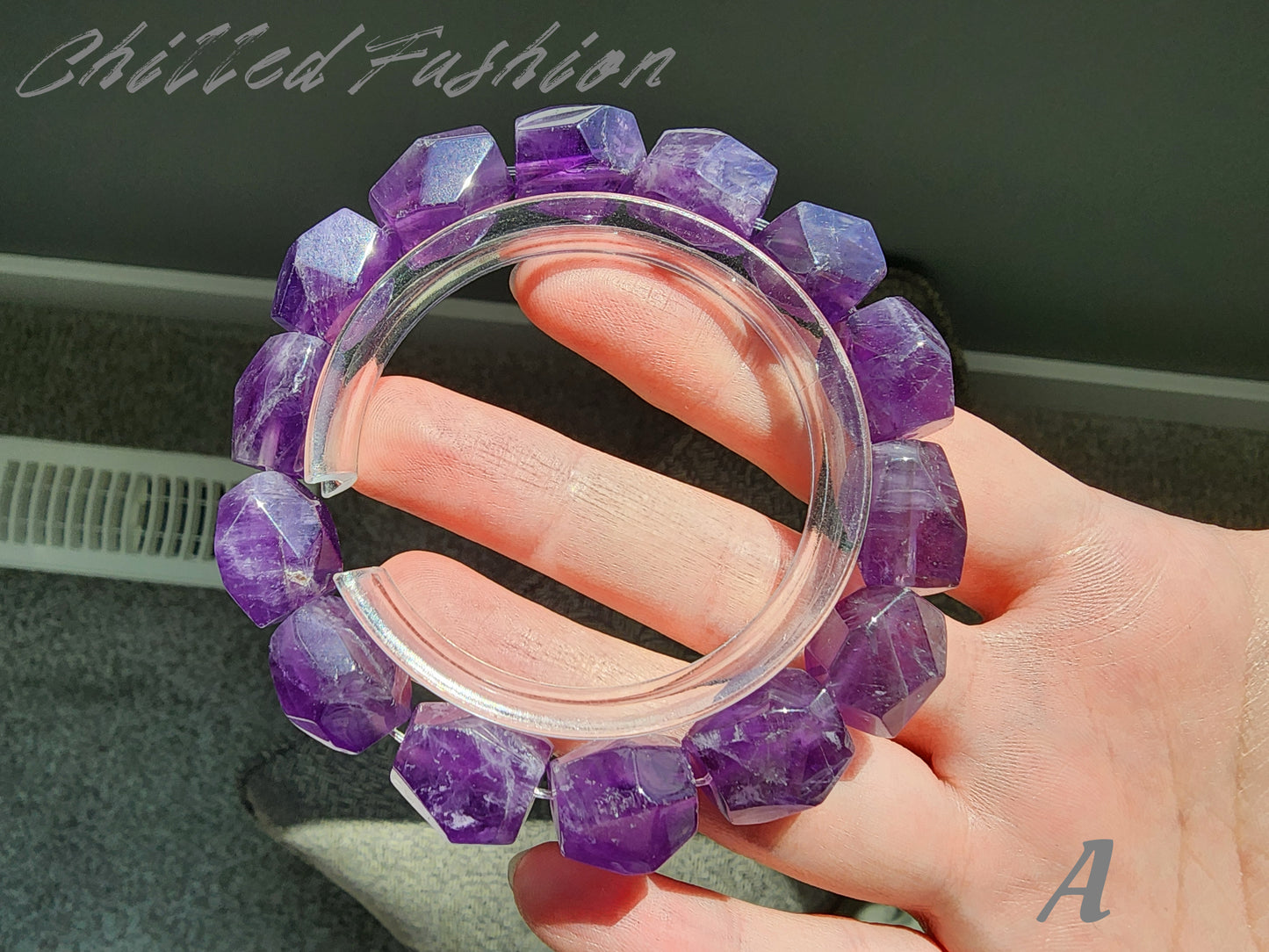 [Bracelet] Natural Amethyst Nugget Bead Bracelet with Multi-Faceted Cuts