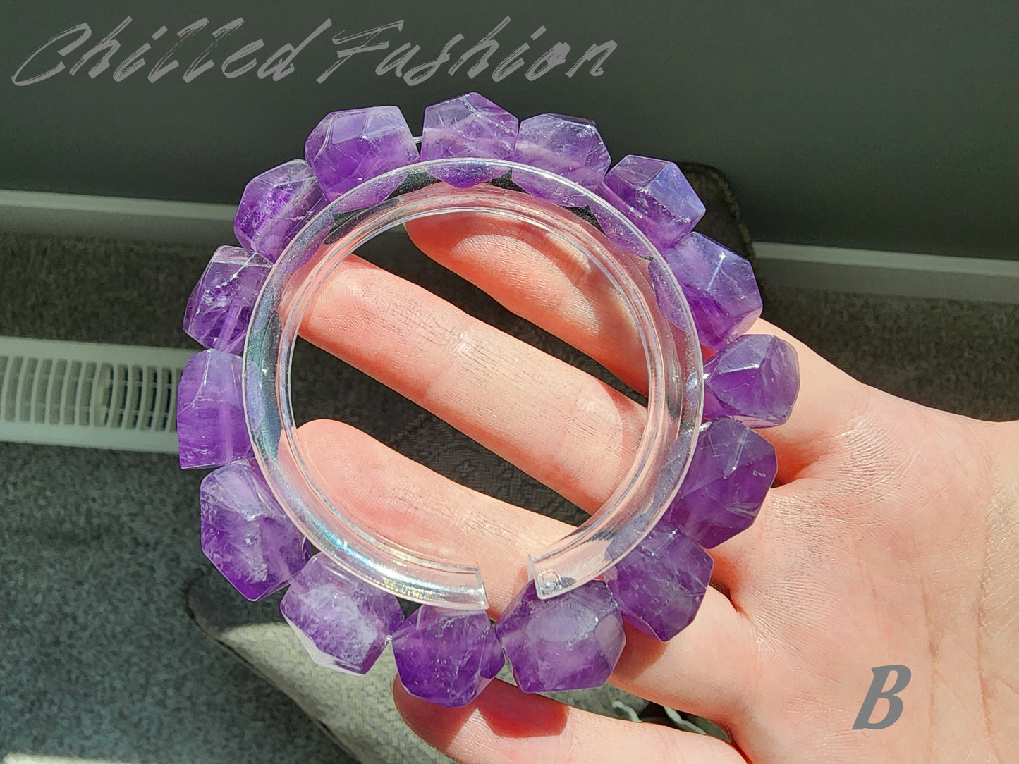 [Bracelet] Natural Amethyst Nugget Bead Bracelet with Multi-Faceted Cuts