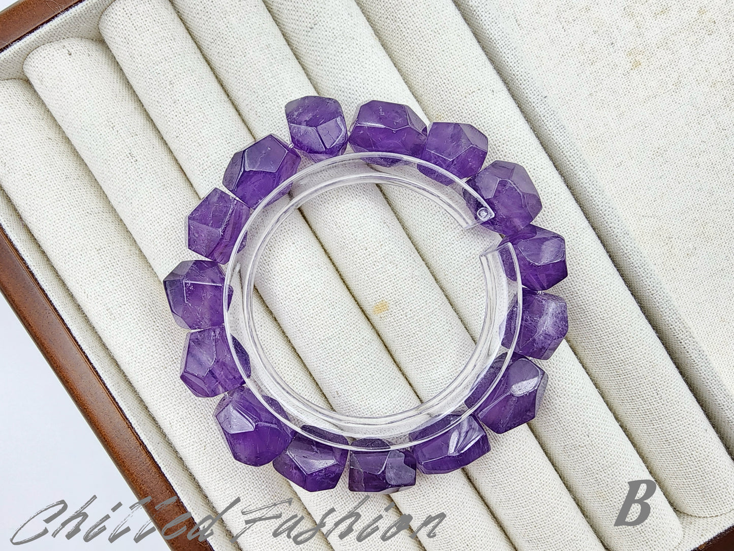 [Bracelet] Natural Amethyst Nugget Bead Bracelet with Multi-Faceted Cuts