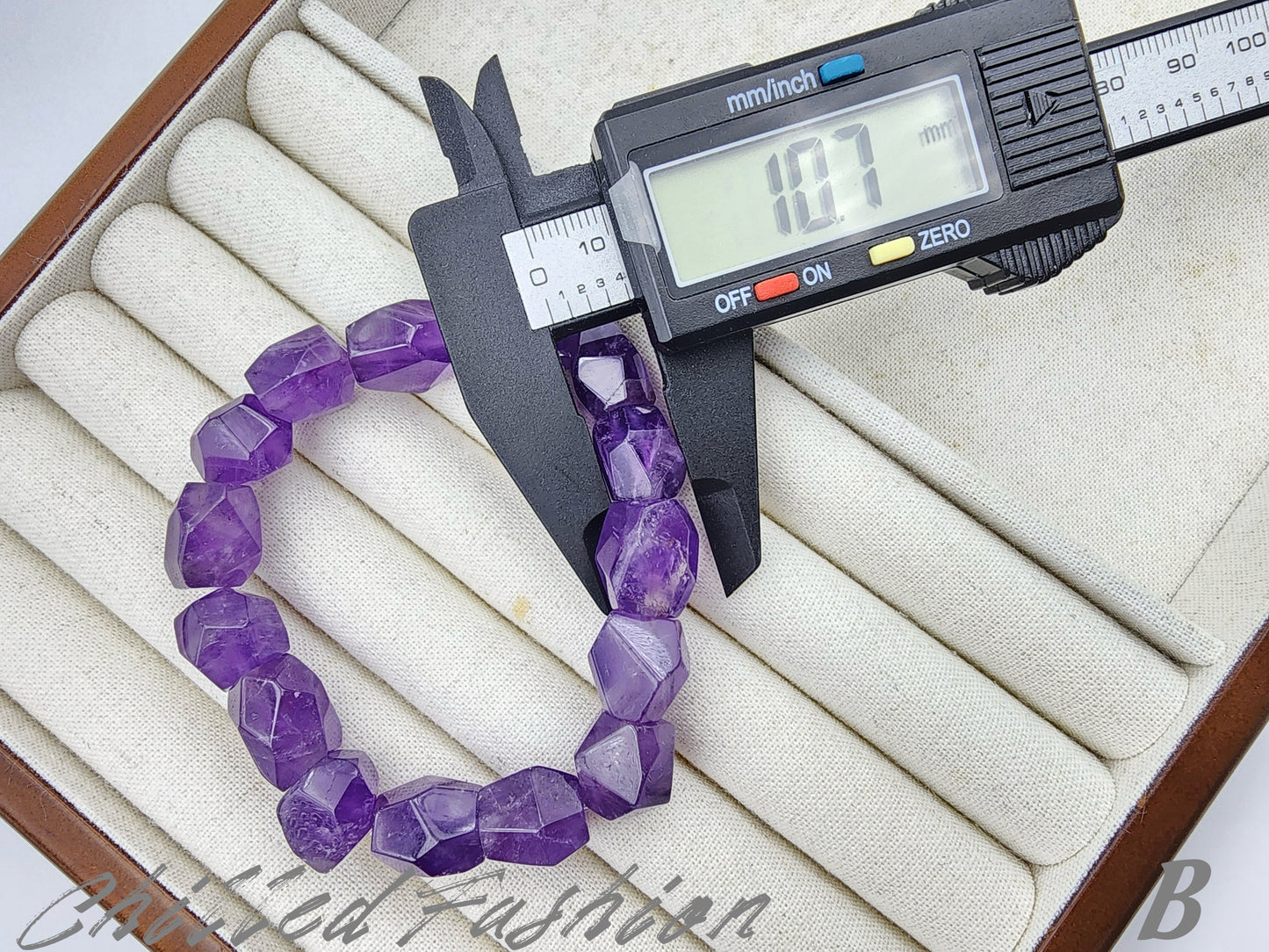[Bracelet] Natural Amethyst Nugget Bead Bracelet with Multi-Faceted Cuts