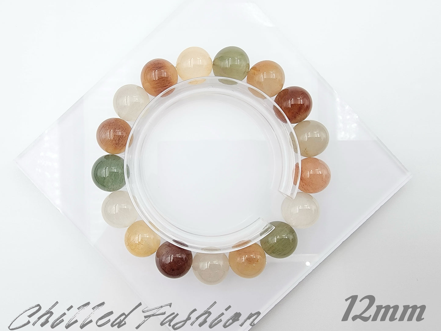 [Bracelet] Multicolor Rabbit Hair Quartz Beaded Bracelet