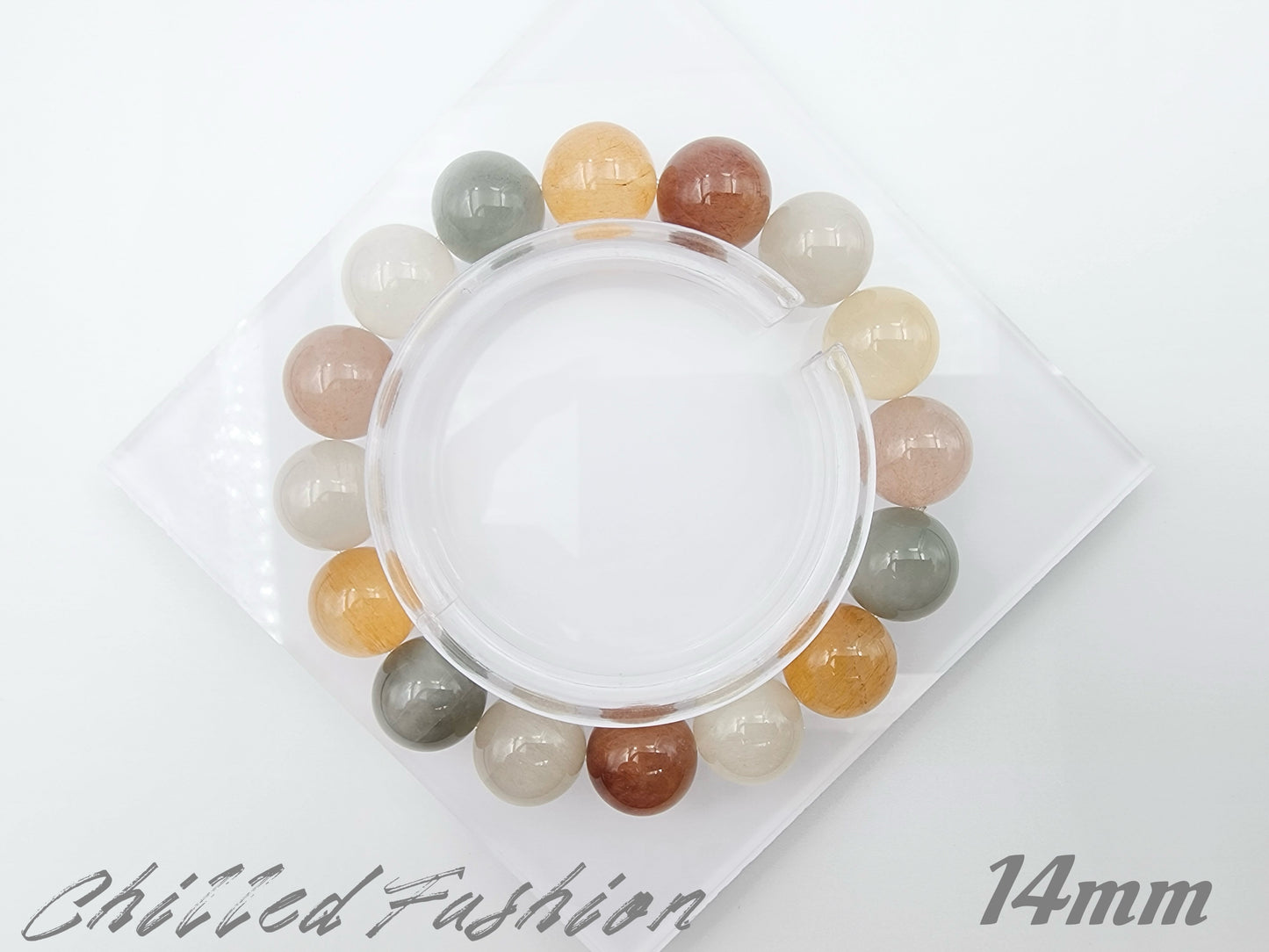 [Bracelet] Multicolor Rabbit Hair Quartz Beaded Bracelet