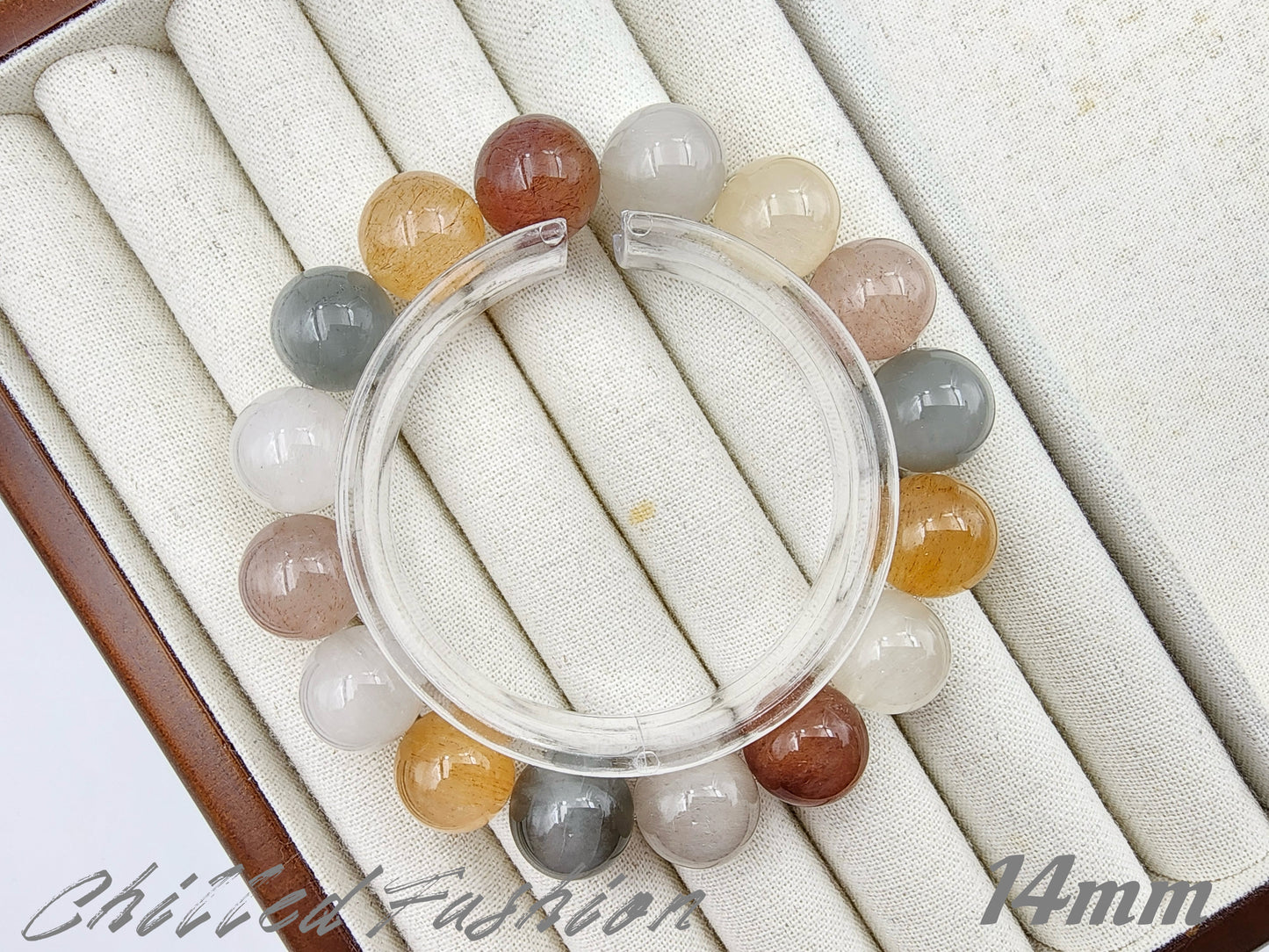 [Bracelet] Multicolor Rabbit Hair Quartz Beaded Bracelet