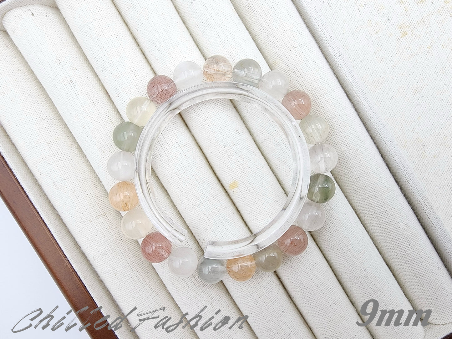 [Bracelet] Unique Rainbow Rabbit Hair Quartz Bracelet