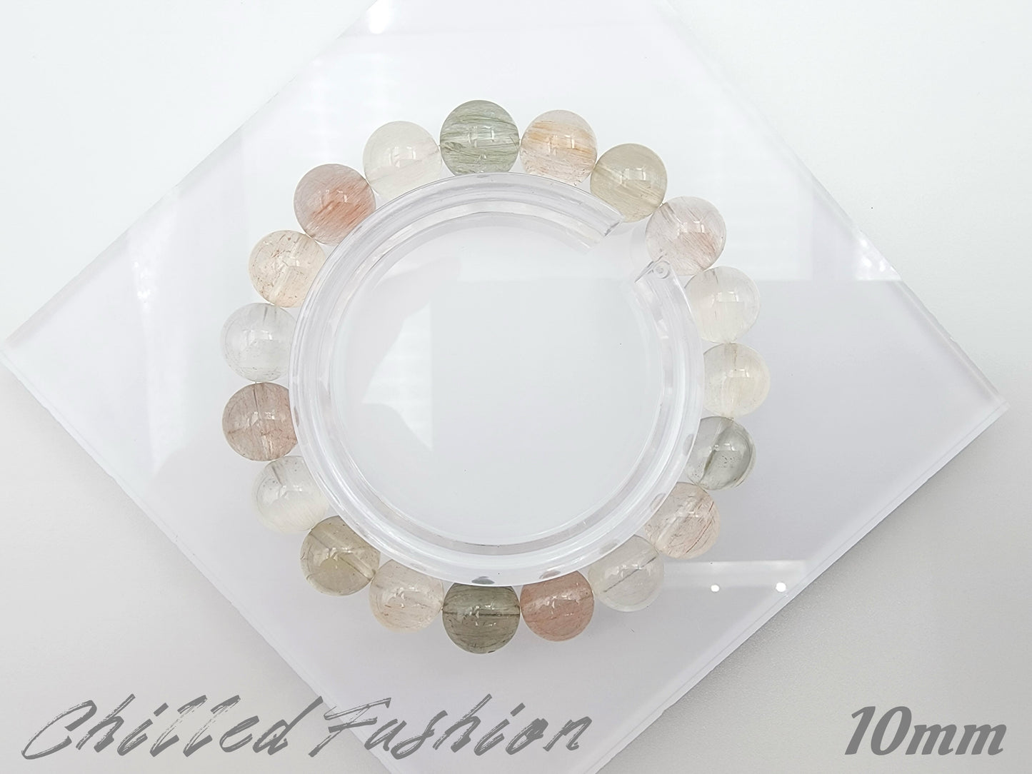 [Bracelet] Unique Rainbow Rabbit Hair Quartz Bracelet