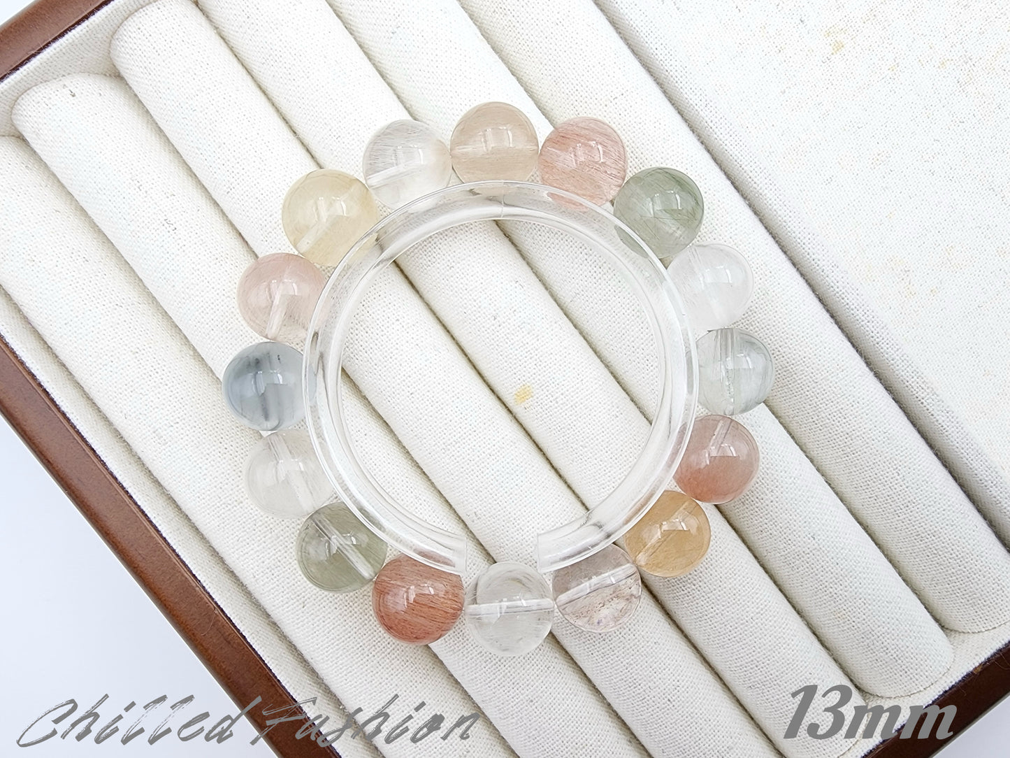 [Bracelet] Unique Rainbow Rabbit Hair Quartz Bracelet