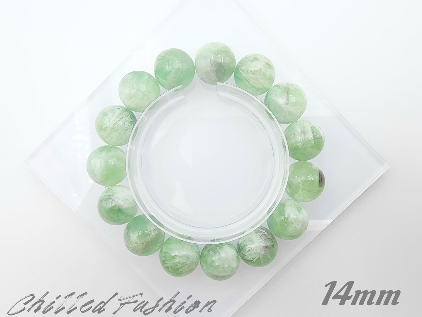 [Bracelet] Green Feather Fluorite Bracelet