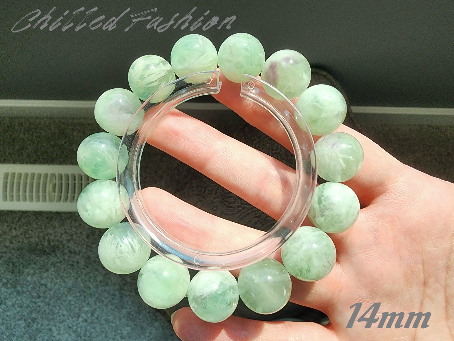 [Bracelet] Green Feather Fluorite Bracelet