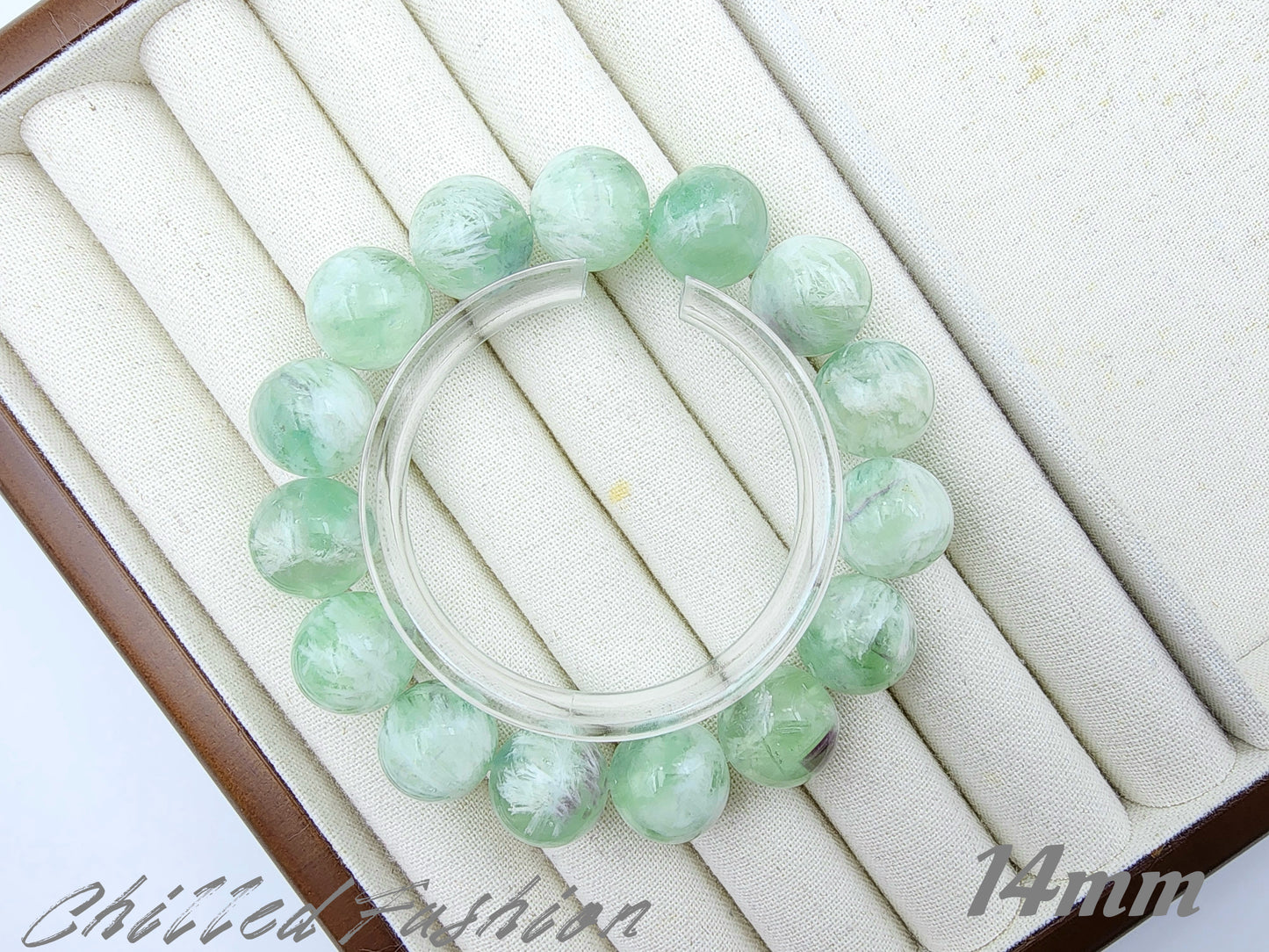 [Bracelet] Green Feather Fluorite Bracelet