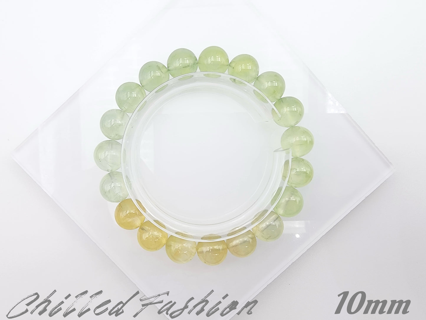 [Bracelet] Green to Yellow Gradient Prehnite Bracelet