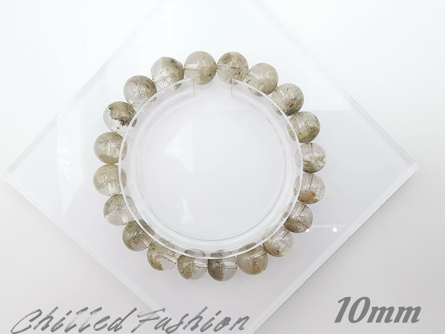 [Bracelet] Natural Matcha Green Phantom Quartz Beaded Bracelet